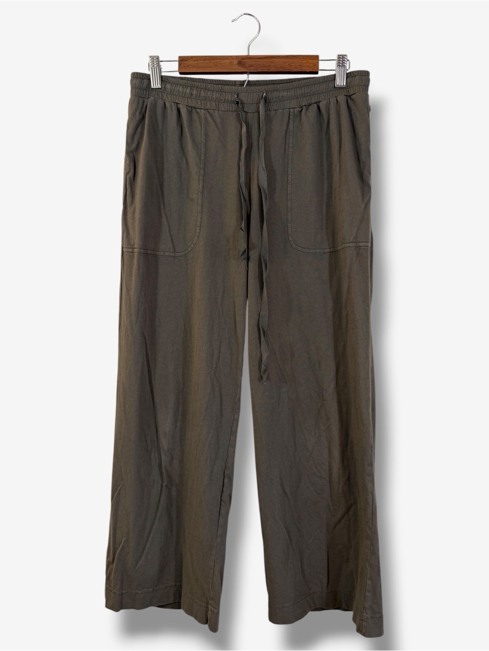 Velvet by Jenny Graham Wide Leg Lounge Pants Size S Taupe Olive Pull On Knit